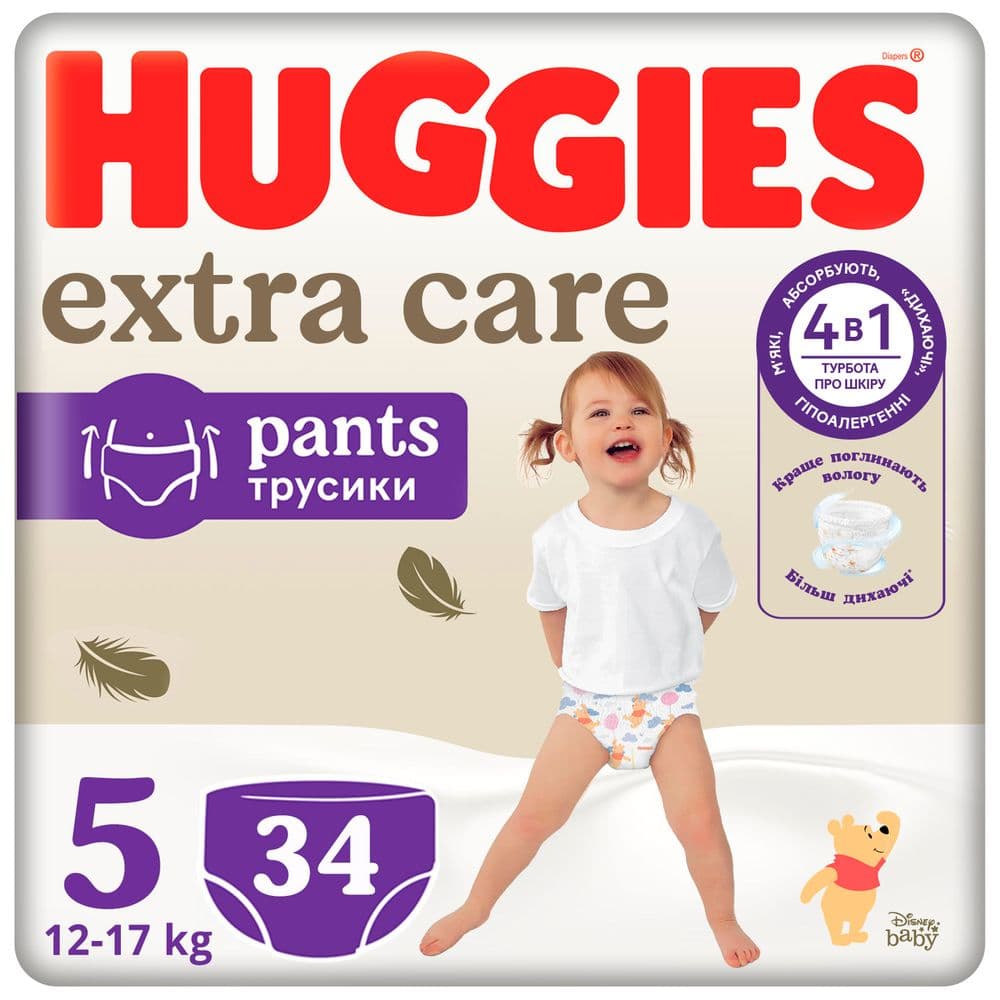 Подгузники-трусики Huggies Extra Care 5 34шт 549354